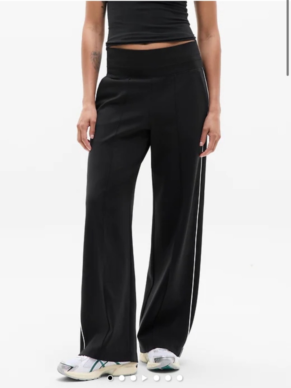 Athleta Venice track Wide-Leg High-Waist Black Pants with Side Stripe